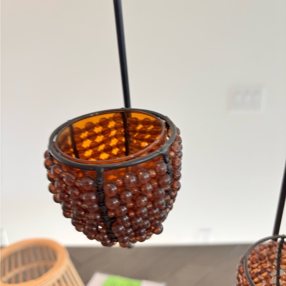 Vintage 70s Vibe Amber Brown Hanging Candle Holders - Picture 3 of 6
